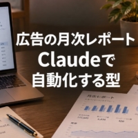 広告の月次レポートを自動で作る仕組みのイメージ