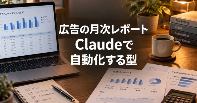 広告の月次レポートを自動で作る仕組みのイメージ