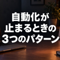 止まった自動処理のログと、カレンダーの通知