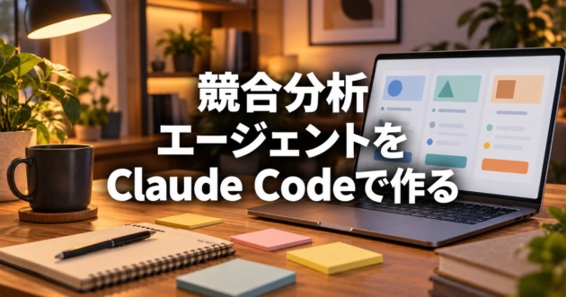 比較カードが並ぶノートパソコンと付箋のあるデスク