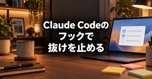 チェックリストが表示されたノートパソコンと、机の上の付箋