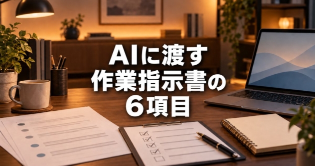項目が並んだ書類とチェックリスト、ノートパソコンが置かれた机