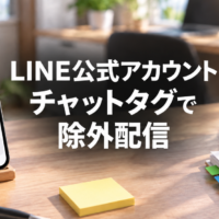 LINE公式アカウントのチャットタグで配信先を整理するデスクの風景