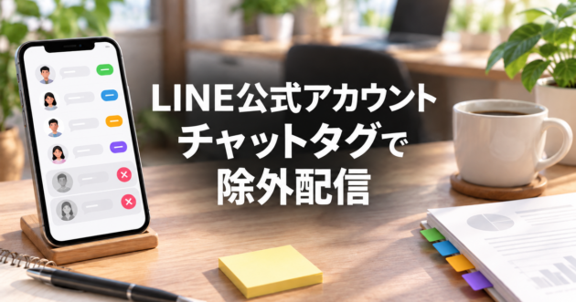 LINE公式アカウントのチャットタグで配信先を整理するデスクの風景