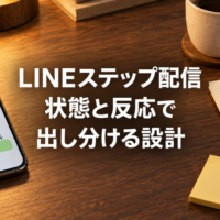 LINEのステップ配信を設計するデスクの風景