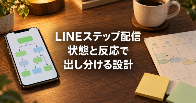 LINEのステップ配信を設計するデスクの風景