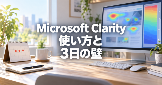 Microsoft Clarityのデータを広告運用で分析するデスク風景