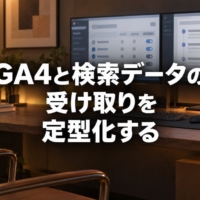 権限設定の画面と手順書を並べた2画面のデスク