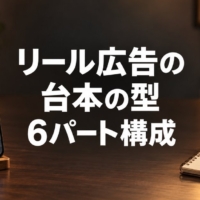 縦型の画面を映したスマートフォンと、ノートとペンが置かれた机