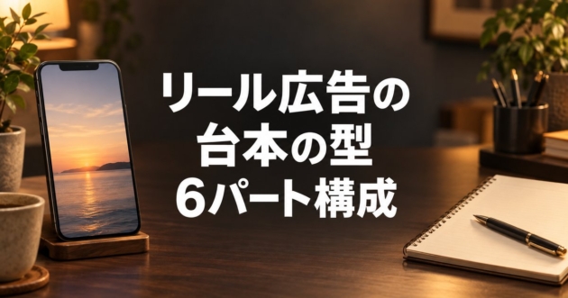 縦型の画面を映したスマートフォンと、ノートとペンが置かれた机