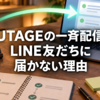 UTAGEとLINE公式アカウントの配信の移行を整理するデスクの風景
