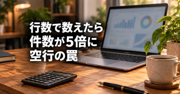 IDの列だけが埋まり他の列が空のまま並ぶ集計表の画面