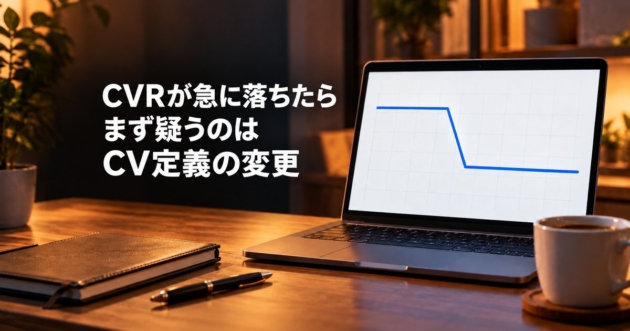 折れ線グラフがある地点から急に下がっている広告の管理画面