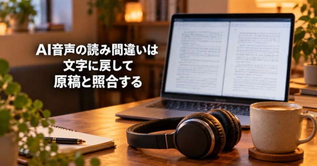 原稿のテキストと文字起こしの結果を左右に並べて見比べる画面