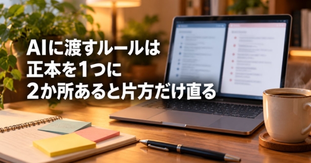 同じ内容のルールファイルが2つ並んで開かれているノートパソコンの画面