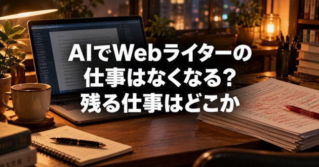 ノートパソコンの原稿画面と赤ペンで直しを入れた印刷原稿が並ぶ机