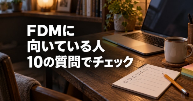 チェック欄が並んだメモ帳と鉛筆、ノートパソコンが置かれた夜のデスク