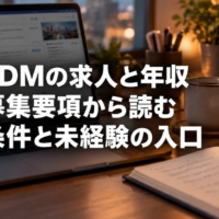 転職サイトの求人票を見ながら、職種名と年収の欄をメモに書き出している机の上